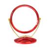 1 Piece 2-Sided Round Shaped Makeup Mirror with Round Base Swivel Makeup Mirror Tabletop Two-Sided Swivel Vanity Mirror Tabletop Makeup Mirror Cosmetic Mirror for Bedroom Bathroom, Red view 1