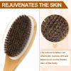 eaxun Bamboo Shower Brush with Curved Long Handle, 16.7 Inches Exfoliating Back Scrubber with Natural Bristles for Men & Women, Back Exfoliator Body Washer for Bath or Dry Brushing view 3