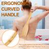 eaxun Bamboo Shower Brush with Curved Long Handle, 16.7 Inches Exfoliating Back Scrubber with Natural Bristles for Men & Women, Back Exfoliator Body Washer for Bath or Dry Brushing view 4