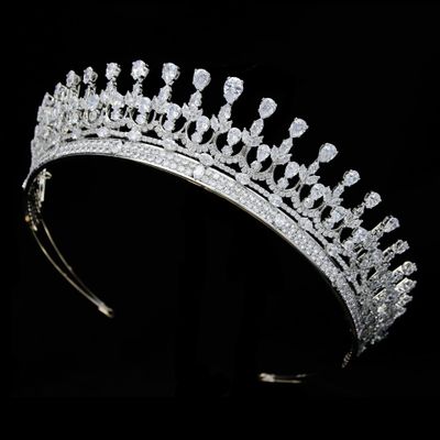 5A Cubic Zirconia Wedding Tiara Princess Queen Crown Pageant Prom Quince Bridal Hair Accessories Silver Headdress Gifts for Women HB052 (Silver)