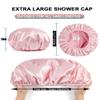 YIZIJIZI Terry Lined Shower Cap,Triple Layer Large Cap for Women,Shower Cap Reusable Waterproof,Long Thick Hair(Pink) view 4