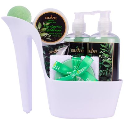 Draizee Luxury Spa Gifts for Women  8 Pc Eucalyptus Spearmint Bath & Body Set with Bubble Bath, Lotion, Body Butter & More  Self Care Gift Basket for Wife, Mom, Girlfriend