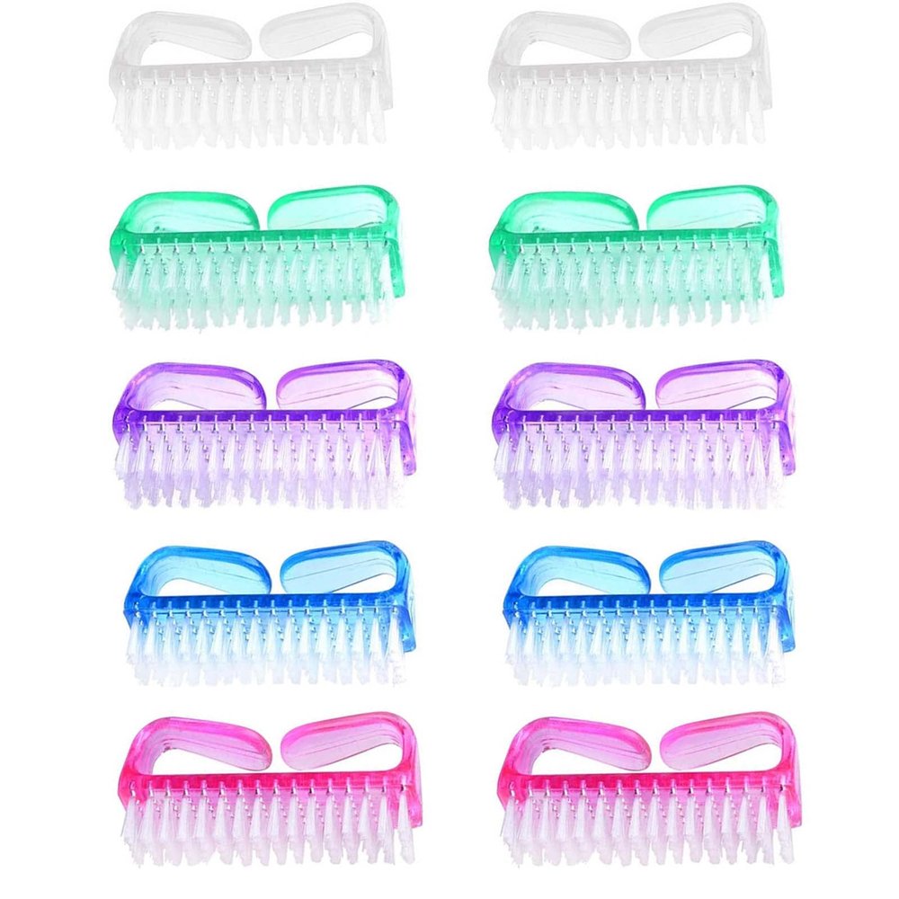 GEESTONE 10 Pack Handle Grip Nail Brush, Nail Brushes Hand Fingernail Brush Cleaner Scrubbing Kit Scrub Cleaning Brushes Pedicure for Toes and Nails Men Women
