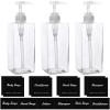 Suream Clear Plastic Shampoo Bottles, 3-Pack 22oz/650ml Empty Pump Bottles with 26PCS Black Waterproof Labels, Shampoo and Conditioner Dispensers for Kitchen, Bathroom, Office, Travel, Restaurant view 1