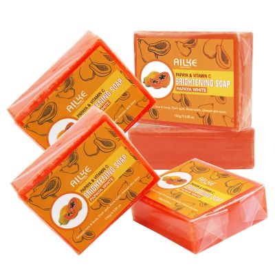 AILKE Papaya & Vitamin C Brightening Soap Bar, Whitening, Smooth Skin, Reduce Dark Spots, Uneven Skin Tone Body Wash, for Face and Body (5 Soap)