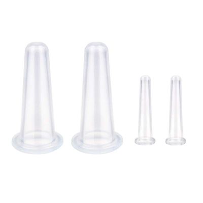 Erioctry 4 Pieces Silicone Facial Cupping Set Clear Eye and Face Vacuum Massage Cups Kit for Lifting Massage Face Eye Anti Ageing Tool (2Large+2 Small)
