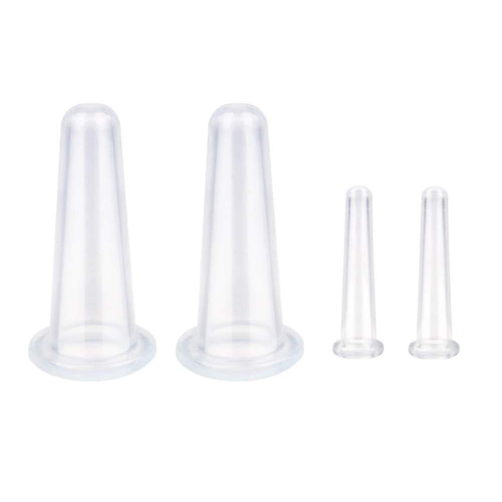 Erioctry 4 Pieces Silicone Facial Cupping Set Clear Eye and Face Vacuum Massage Cups Kit for Lifting Massage Face Eye Anti Ageing Tool (2Large+2 Small)