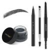 LAVONE Eyebrow Stamp Pencil Kit - Makeup Brow Stamp Trio with Waterproof Eyebrow Pencil, Eyeliner, Pomade, Dual-ended Brush - Dark Black view 1