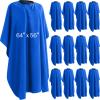 12Pcs Barber Cape 64 x 56'' Large Waterproof Hair Cutting Salon Cape Adjustable Snaps for Hair Dye Salon Stylist Supplies(Blue) view 1