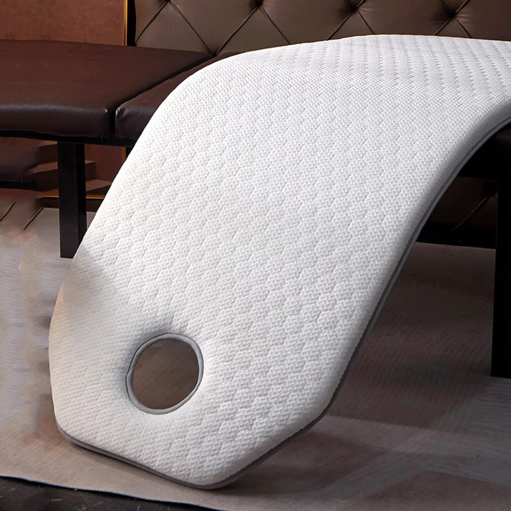 Memory Foam Lash Bed Topper with Elastic Bands Trapezoidal Head Massage Table Mattress Protector Spa Bed Pad with Breath Hole for Massage Accessories Lash Bed Cushion,White2 6cm,70x190cm