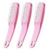 3 Packs Handle Grip Fingernail Brush, Ooloveminso Hand Nail Cleaning Brushes for Toes and Nails Cleaner, Soft Stiff Bristles Scrubber Tools for Men and Women, Pink view 1