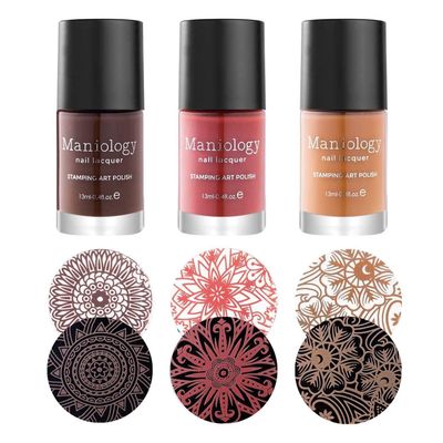 Maniology Sugar + Spice Cream Stamping Polish Set | 3-Piece Fall Colors (Chocolate Brown, Light Orange, Tan Brown) | 13ml Bottles for Cozy & Smooth Autumn-Inspired Nail Art Designs & DIY Manicures