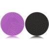2 Pieces Silicone Makeup Brush Cleaner, YalsFTY Cosmetic Brush Scrubber Mat Pad Cleaning Tool, Dual-Sided Functionality to Accommodate All types of Brushes, Powder Puffs and Sponges (Black & Purple) view 1