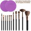 2 Pieces Silicone Makeup Brush Cleaner, YalsFTY Cosmetic Brush Scrubber Mat Pad Cleaning Tool, Dual-Sided Functionality to Accommodate All types of Brushes, Powder Puffs and Sponges (Black & Purple) view 4
