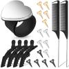 22 Pces Hair Braiding Tools with Magnetic Wrist Sewing Pincushion Pin Wristband Stainless Pintail Rat Tail Comb Sectioning Alligator Clips Stitch Braiding Finger Ring Tool Christmas Salon Home(Black) view 1