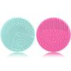 2 Pieces Silicone Makeup Brush Cleaner, YalsFTY Cosmetic Brush Scrubber Mat Pad Cleaning Tool, Dual-Sided Functionality to Accommodate All types of Brushes, Powder Puffs and Sponges (Green & Pink) view 1