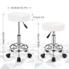FNZIR Adjustable Stool with Wheels, Modern Round Rolling Stool for Spa Salon Massage Office, White PU Leather Seat, 250 lbs Capacity view 3