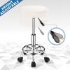 FNZIR Adjustable Stool with Wheels, Modern Round Rolling Stool for Spa Salon Massage Office, White PU Leather Seat, 250 lbs Capacity view 4