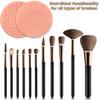 2 Pieces Silicone Makeup Brush Cleaner, YalsFTY Cosmetic Brush Scrubber Mat Pad Cleaning Tool, Dual-Sided Functionality to Accommodate All types of Brushes, Powder Puffs and Sponges (Blue & Peach) view 4