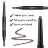 LAVONE Eyebrow Stamp Stencil Kit - Brow Stamp Trio with Waterproof Pencil, Pomade, 20 Stencils, Dual-ended Brush and Sponge Applicator - Dark Black view 3