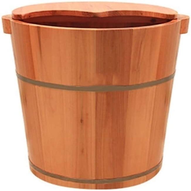 Thicken Foot Basin Wooden Foot Bath Foot Barrel Wooden for Foot Bath, Massage, Spa, Sauna, Soak, Durable Foot Basin with Lid Foot Bath Spa Bowl
