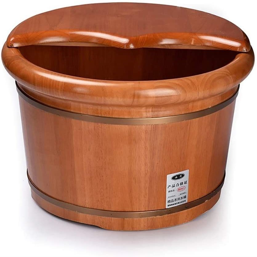 Wooden Foot Tub, Solid Wood Foot Bath, Foot Spa Bath Massager Foot Spa for Adults with Lid Soak Bucket, Foot Bath Tub feet Soaking Tub Foot Bath Spa Bowl