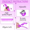 22 Pieces Magnetic Wrist Sewing Pincushion with Braiding Tools, Stainless Steel Pintail Rat Tail Comb, Wide Teeth Alligator Sectioning Clip, and Hair Parting Ring for Hair (Purple) view 3