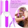 22 Pieces Magnetic Wrist Sewing Pincushion with Braiding Tools, Stainless Steel Pintail Rat Tail Comb, Wide Teeth Alligator Sectioning Clip, and Hair Parting Ring for Hair (Purple) view 4