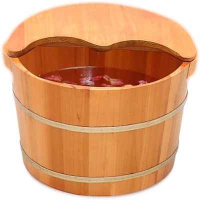 Wooden Foot Tub, Solid Wood Foot Bath, Foot Spa Bath Massager Foot Spa for Adults with Lid Soak Bucket, Foot Bath Tub feet Soaking Tub Foot Bath Spa Bowl