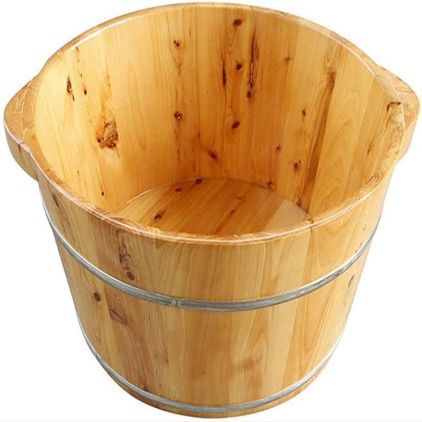 Thicken Foot Basin Wooden Foot Bath Foot Barrel Wooden for Foot Bath, Massage, Spa, Sauna, Soak, Durable Foot Basin with Lid Foot Bath Spa Bowl (Size : 46 * 38 * 38cm)