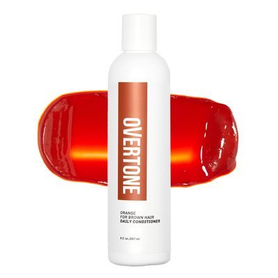 Overtone Daily Color Depositing Conditioner for Dyed & Natural Hair, 8oz Temporary Coloring with Shea Butter & Coconut Oil, Refresh Color & Prevent Fading, Vegan, Cruelty-Free, Orange for Brown