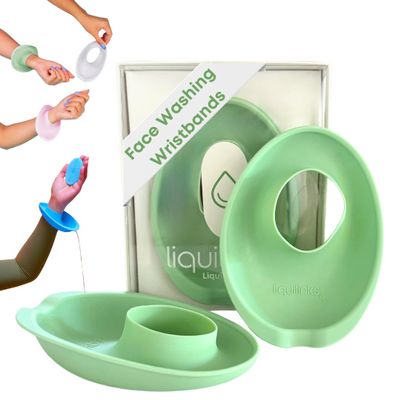 LiquiBands Face Washing Wristbands No More Wet Sleeves with This Skincare Essential - Silicone Bands to Catch Water Drips Stocking Stuffer for Girls & Women (Sage Green, 1 Pair)