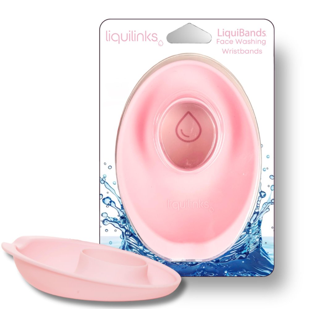 LiquiBands Face Washing Wristbands  No More Wet Sleeves with This Skincare Essential - Silicone Bands to Catch Water Drips  Stocking Stuffer for Girls & Women (Blush Pink, 1 Pair)