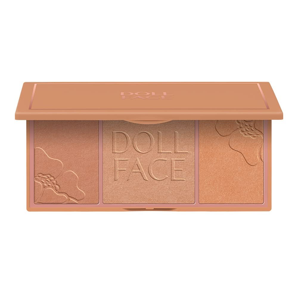 Doll Face, Glow Baby Glow 3 Shade Glow/HiLighter Beach Bunny Bronze, 0.4 Ounce