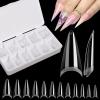 Clear Stiletto Nail Tips, No C Curve Medium Nail Tip for Acrylic Nails Professional, 550PCS Soft Gel Nail Tips Half Cover Stiletto Almond Fake Nails Extension for Salon Home DIY view 1