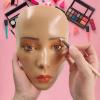 3D Makeup Practice Face,Reusable Makeup Mannequin Face with Makeup Brushes Set,Silicone Full Face Practice Eyelash Eye Shadow,for Emerging Makeup Artist,for Girl's Gift view 3