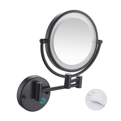 8 Inch LED Wall Mount Makeup Mirror, Double Sided Vanity Magnifying Mirror, for Bathroom, Powered by Plug (Color : Matte Black, Size : 7X)