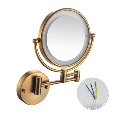 LED Lighted Makeup Mirror with LED Illuminated, Magnifying Extending, Two Swivel Surface, 360deg; Rotatable, for Bathroom (Color : Antique Copper, Size : 10x)