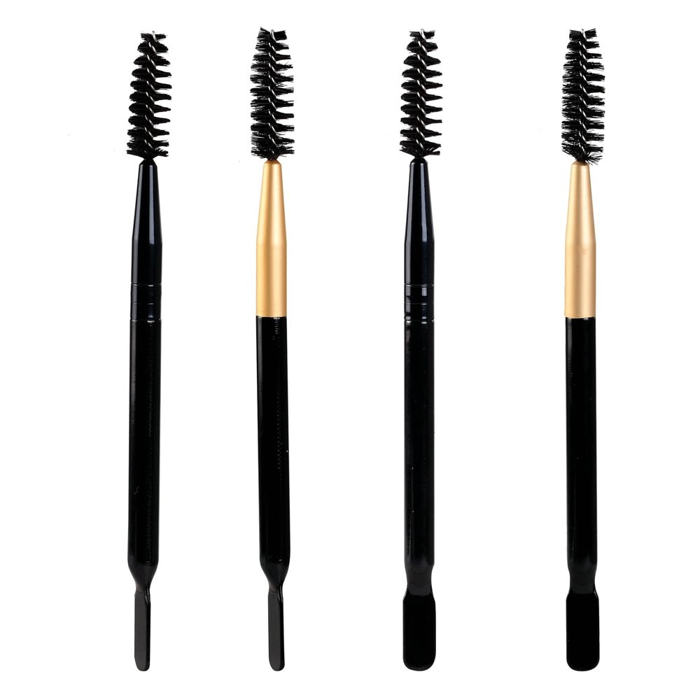 TEONEI Brow Gel Spatula and Spoolie Brush,Eyebrow Applicator Brush with Spatula,Double-Headed Eyelashes Curler Volume Tool,4PCS