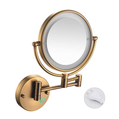 8 Inch LED Wall Mount Makeup Mirror, Double Sided Vanity Magnifying Mirror, for Bathroom, Powered by Plug (Color : Antique Copper, Size : 10X)