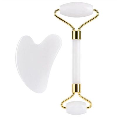 KENID Face Massage Jade Roller White Jade Natural Stone Gua Sha Slimmer Lift Wrinkle Double Chin Remover Beauty Care Slimming Tools 1Pcs
