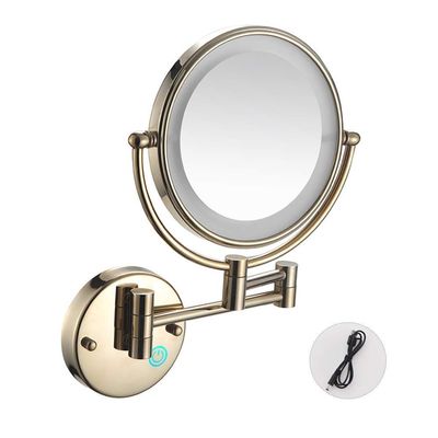 Vanity Magnifying Mirror, for Bathroom, LED Wall Mount Makeup Mirror, Adjustable Light, USB Rechargeable (Color : Rose Gold, Size : 7X)