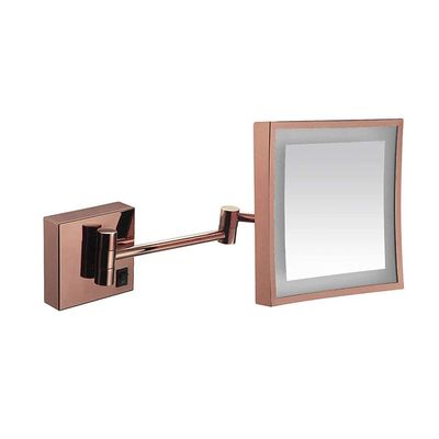 Wall Mount Makeup Mirror, 3X Magnification,360 Degree Swivel Rotation, Extendable Arm, Rechargeable Plug and Cordless (Color : Rose Gold, Size : USB)
