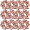 12 Pcs Satin Silk Scrunchies, Soft Hair Ties, Fashion Bands, Bows, Ropes, Elastic Bracelets, Ponytail Holders for Women and Girls (4.5 Inch, Rose Gold) view 1