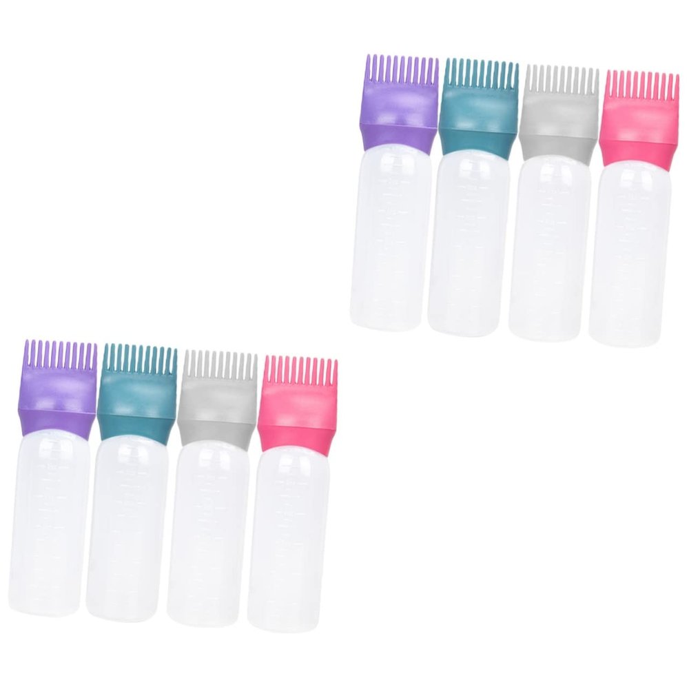 minkissy 8pcs Hair Dyeing Bottles Barbershop Hair Dry Cleaning Bottles Comb Head for Easy Application