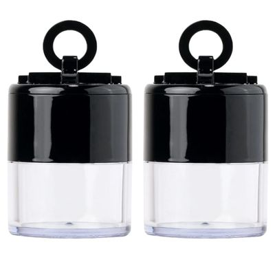 LALAFINA Travel-size Loose Powder Box with Puff 2pcs Makeup Powder Container Airtight Cosmetics Case