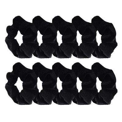 BIUDECO Black Velvet Hair Scrunchies 10 Pack Soft Stretch Hair Elastics for Women and Girls Washable Bands for Everyday Use and Diy Accessories