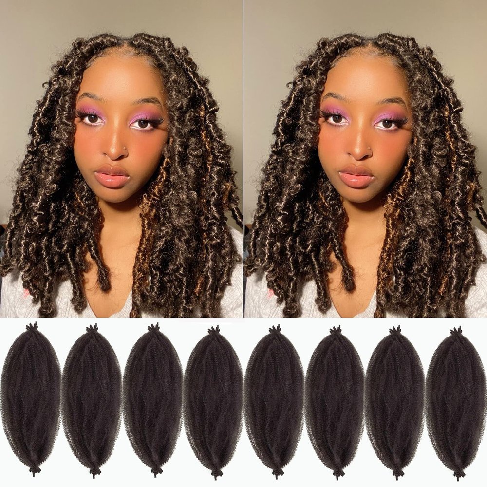 12 Inch Wrapping Hair for Soft Locs 8 packs Pre-Separated Springy Afro Twist Hair,Marley Hair for Soft Locs Kinky Afro Twist Crochet Hair Braids Spring Twist for Black Women(8Packs, 4#)