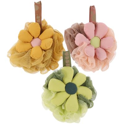 3pcs Bath Ball Mesh Pouf Bath Scrunchies Luffa Colorful Exfoliating Body Scrubber Shower Sponge Shower Accessories Shower Body Scrubbers Back Scrubber Clean Puffs Child Pe
