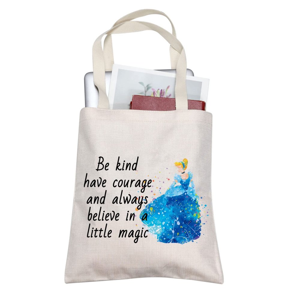 TOBGBE Fairy Tales Makeup Bag Princess Quotes Gift Cosmetic Bag for Women (Little Magic Tote)